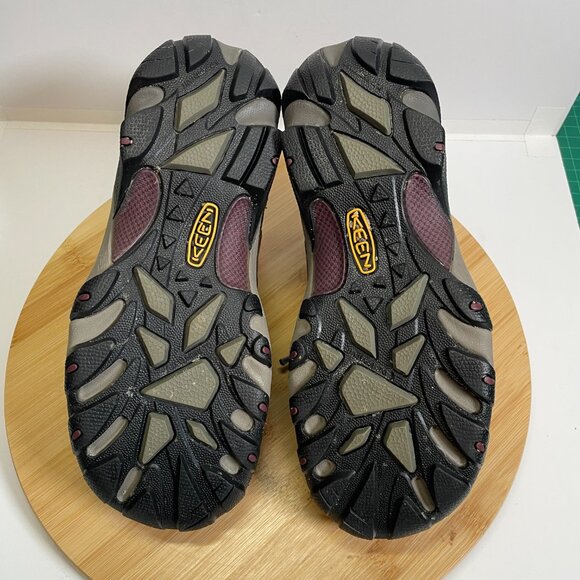 KEEN Women 7 Brown Purple Detroit Low Steel Toe Shoe Work Safety Utility Leather - Picture 8 of 9